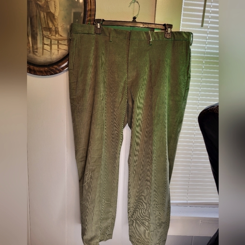 NWT Lands' End Corduroy Olive green Dress Pants 42x28 cuffed